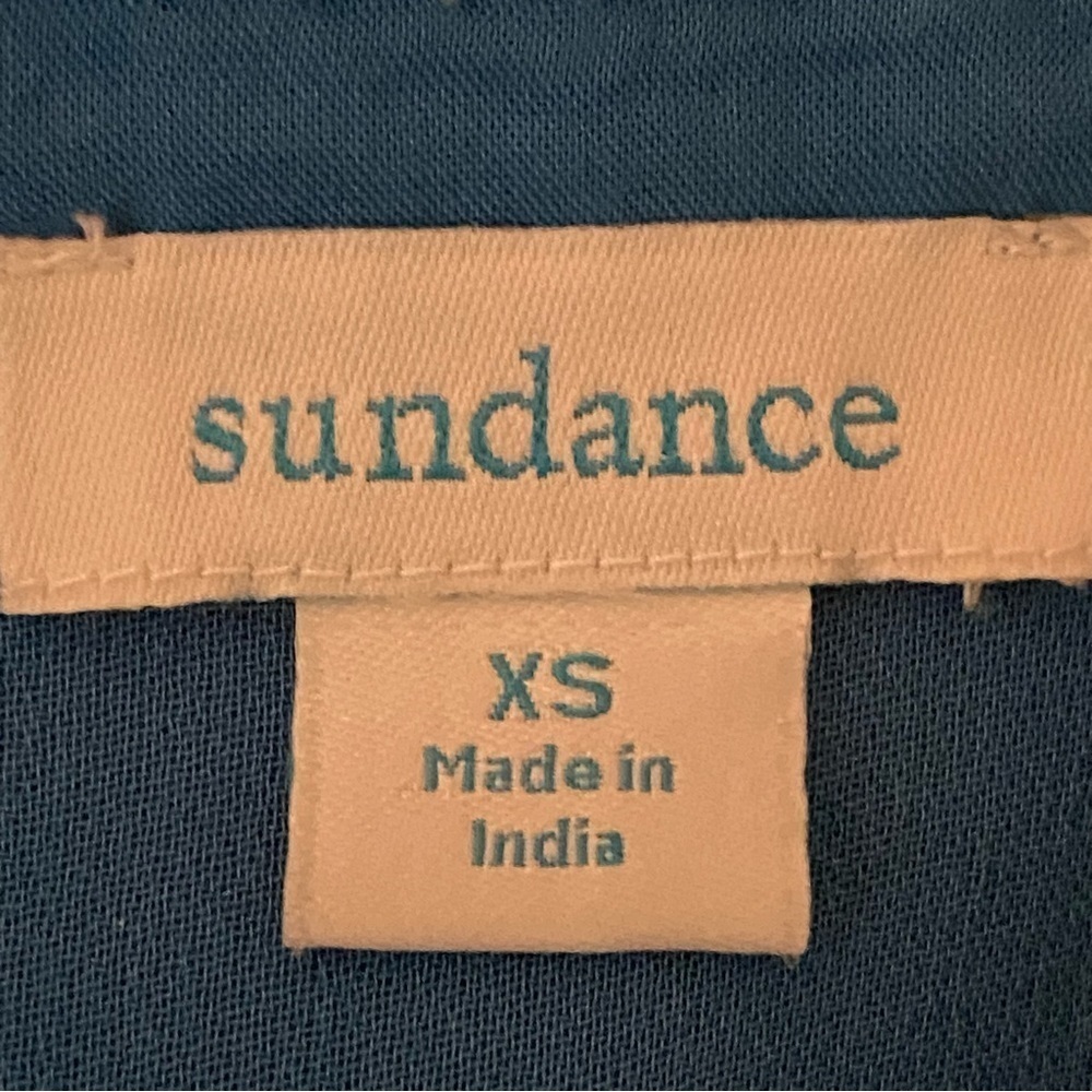 SUNDANCE “Bright Pathway” teal, embroidered, shift dress w/POCKETS. Size XS. EUC - Picture 10 of 12